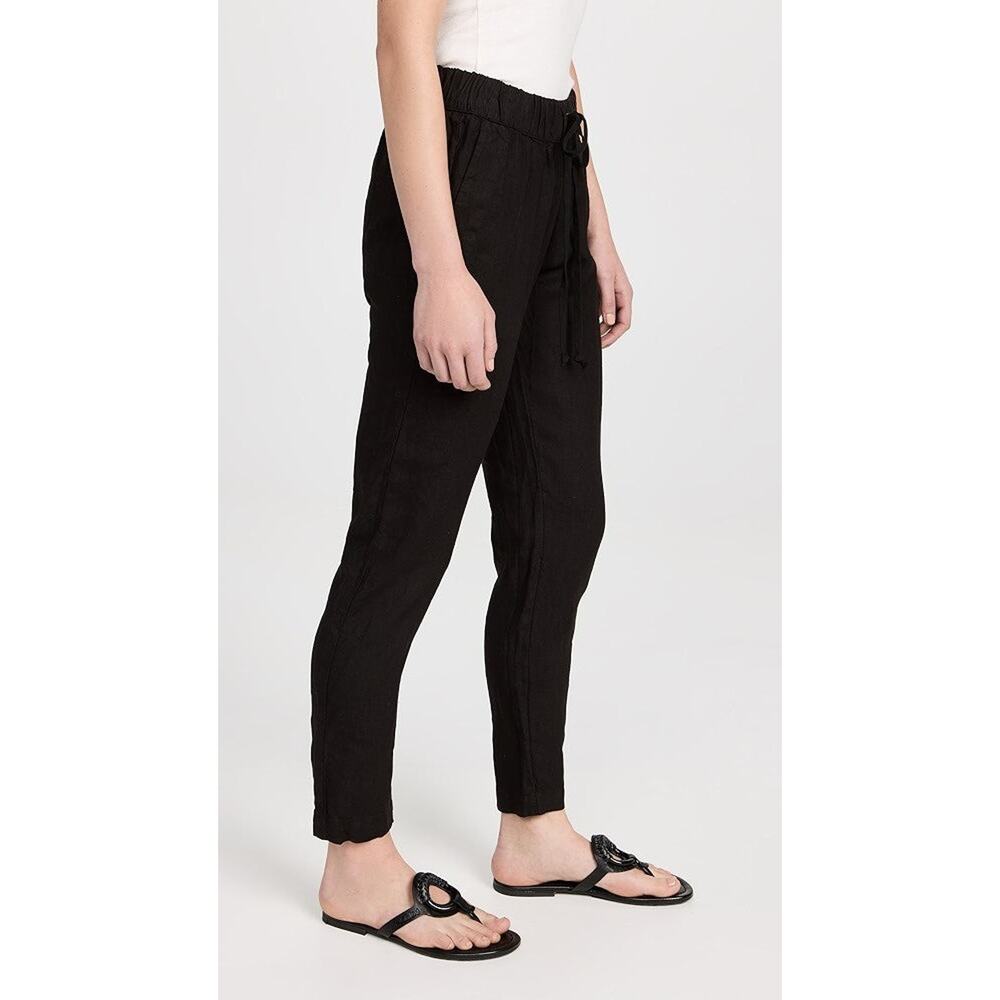 Enza Costa Linen Easy Pants Black - 2 - Picture 3 of 6